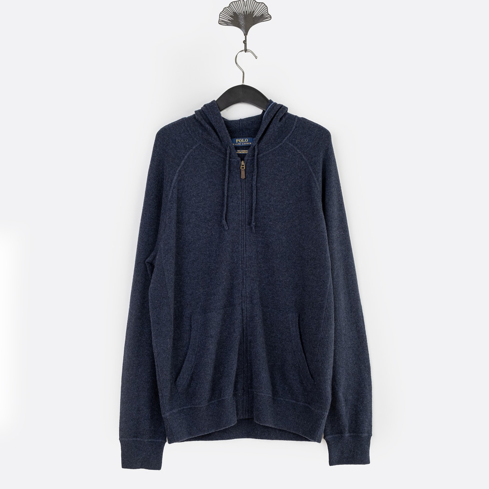 NWOT POLO Ralph Lauren 100% Cashmere Full Zip Hoodie Men's Navy Blue - Size L